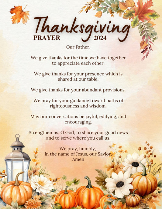 Thanksgiving Prayer Printable