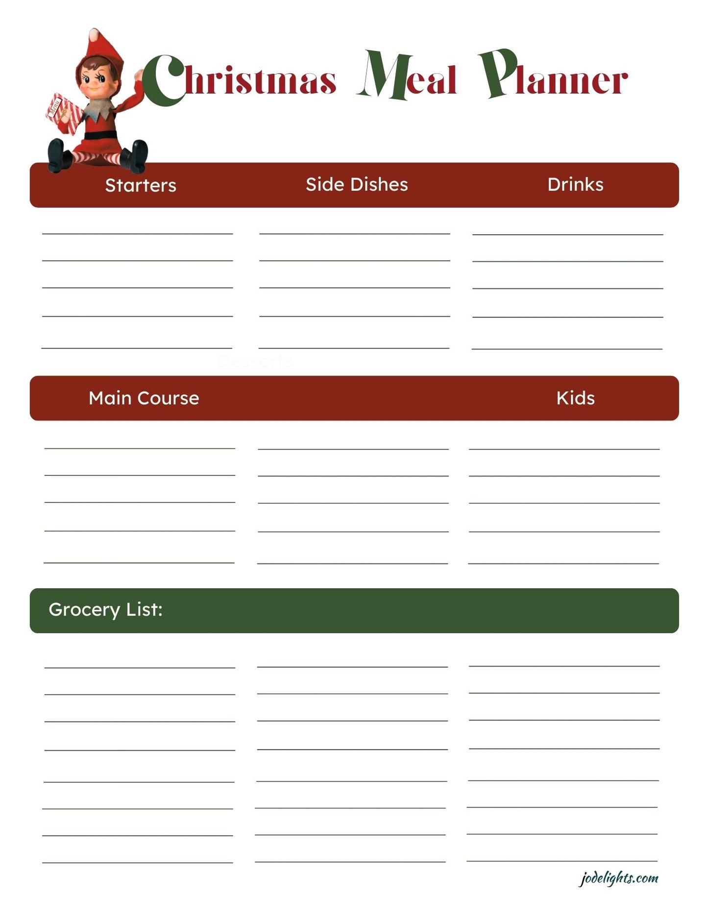 Helpful Elves Christmas Planner— PDF