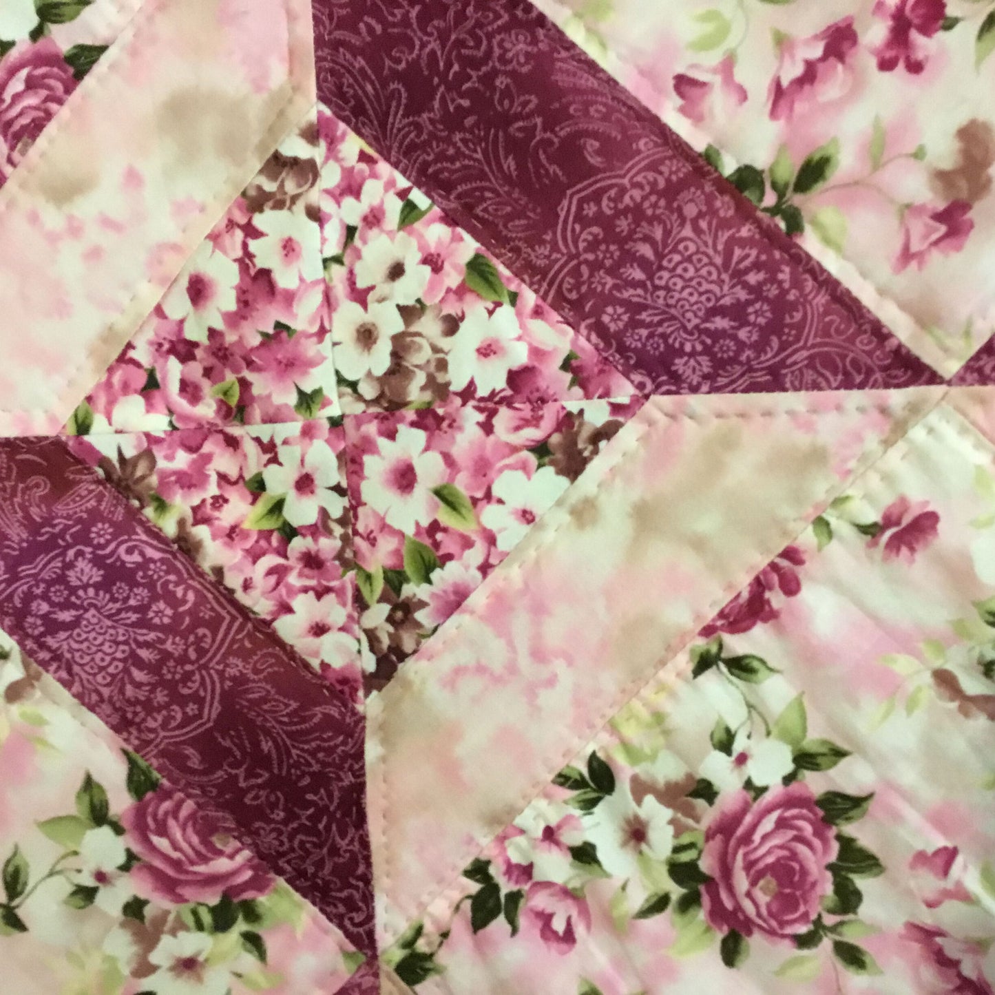 Pink Floral & Roses Lap Quilt/Throw