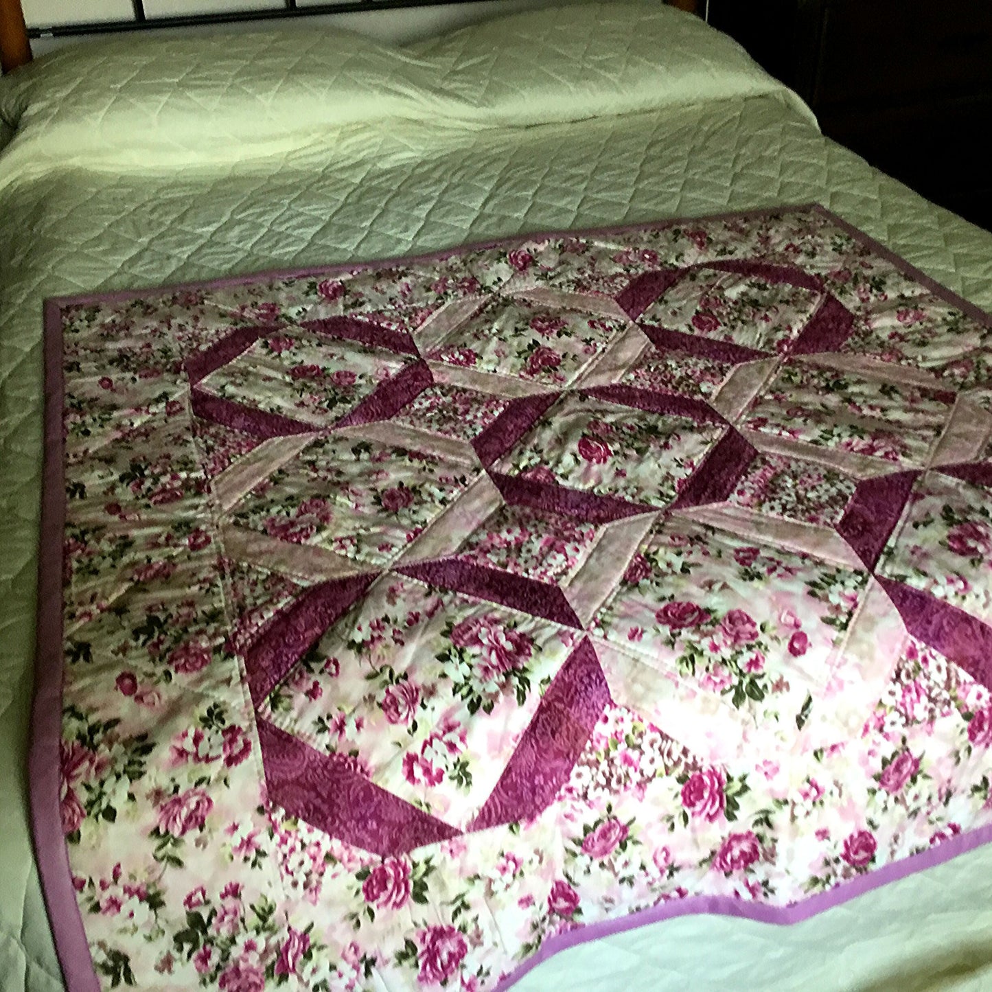 Pink Floral & Roses Lap Quilt/Throw