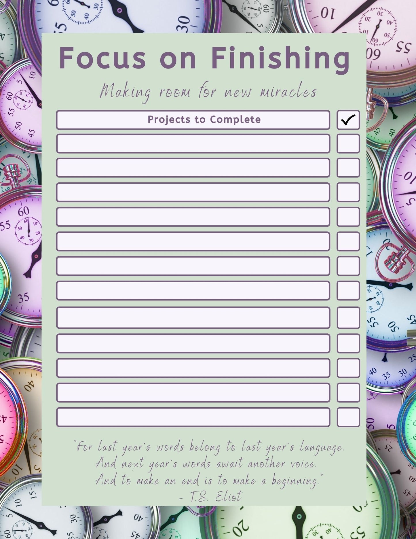 Focus on Finishing Project Planner