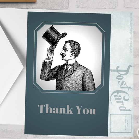 Hats off! Thank You Postcard with envelope