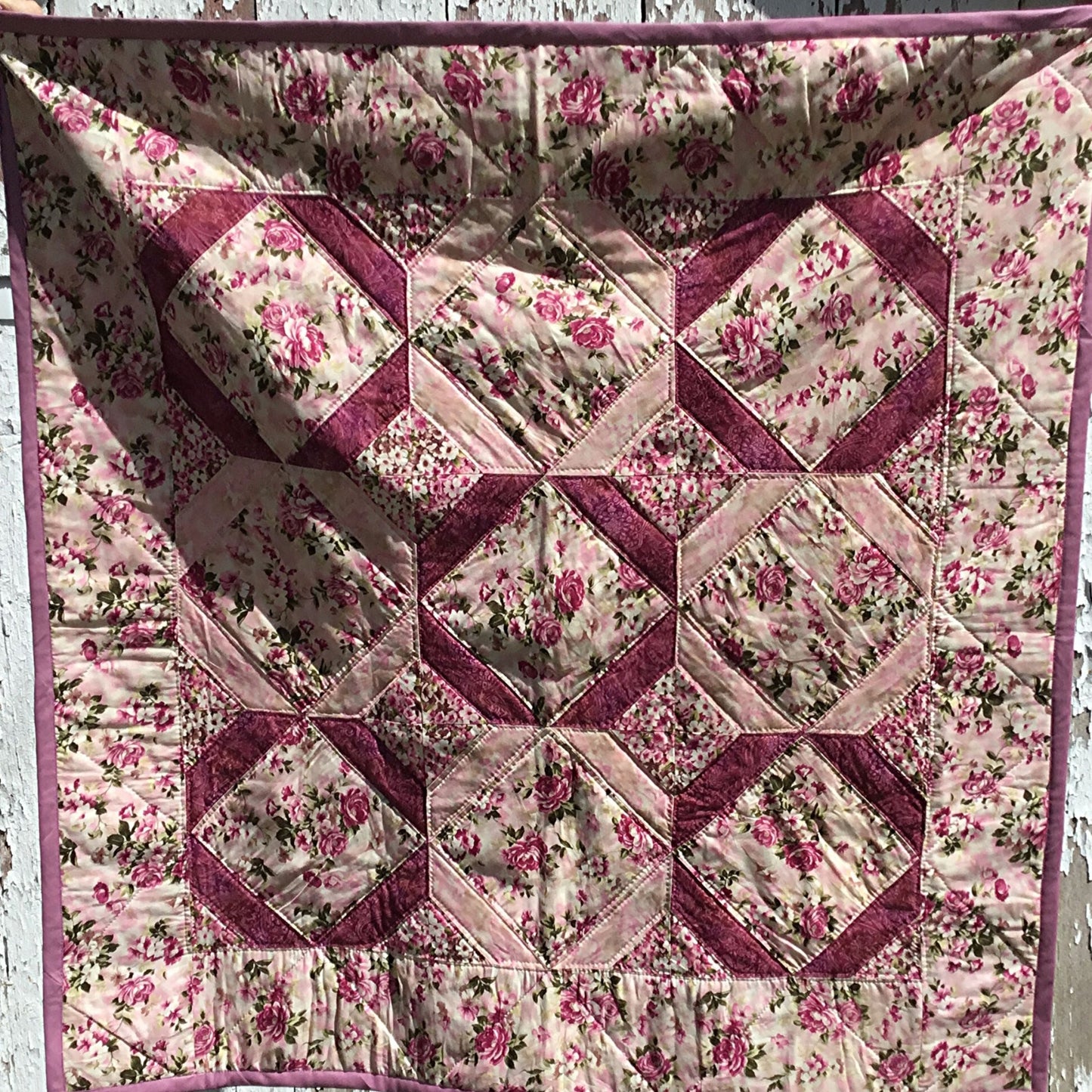 Pink Floral & Roses Lap Quilt/Throw