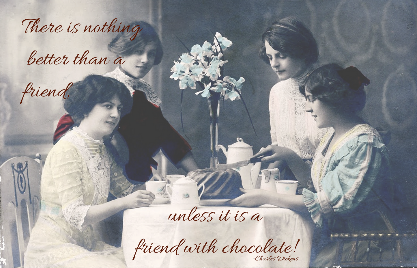 Friends with Chocolate Postcard