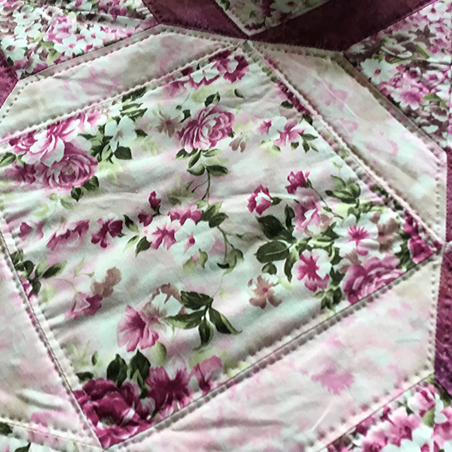 Pink Floral & Roses Lap Quilt/Throw