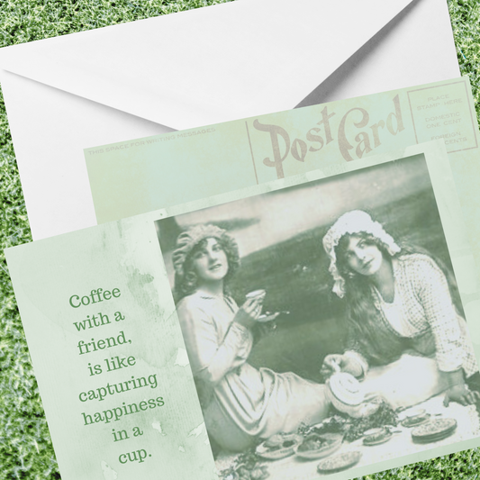 Vintage picnic Postcard with Envelope